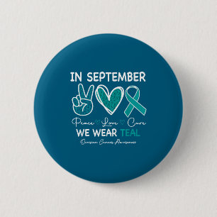 Chapa Redonda De 5 Cm Septiembre llevamos verde teal cáncer de ovario co