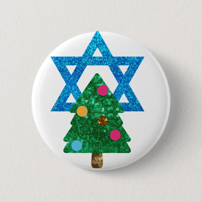 Chapa Redonda De 5 Cm sequin christmukkah hanukkah (Anverso)