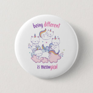 Chapa Redonda De 5 Cm Ser diferente es meowgical Gato unicornio divertid