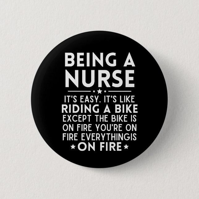 Chapa Redonda De 5 Cm Ser enfermera es fácil, es como andar en bicicleta (Anverso)