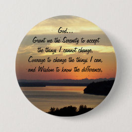 Chapa Redonda De 5 Cm Serenity Prayer Naranja Seascape Sunset