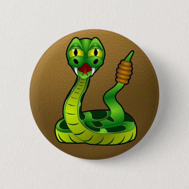 Chapa Redonda De 5 Cm Serpiente de cascabel feliz (Anverso)