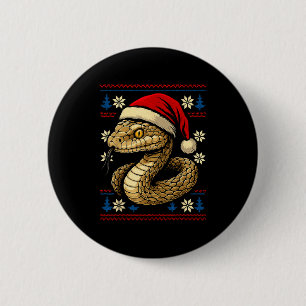 Chapa Redonda De 5 Cm Serpiente fea de Navidad sombrero de Santa