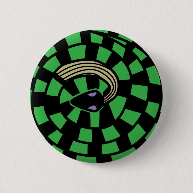 Chapa Redonda De 5 Cm Serpiente - ilusión óptica (verde) (Anverso)