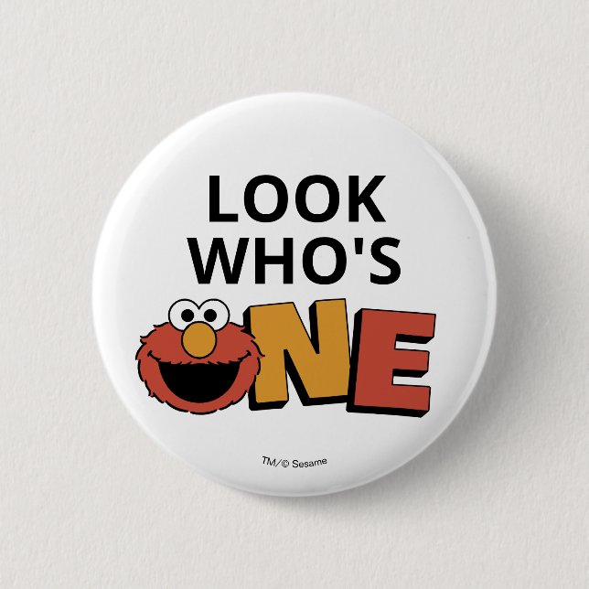 Chapa Redonda De 5 Cm Sesame Street | Elmo - First Birthday Button (Anverso)
