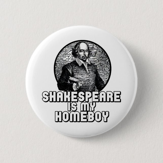 Chapa Redonda De 5 Cm Shakespeare es mi hogar (Anverso)