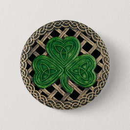 Chapa Redonda De 5 Cm Shamrock and Celtic Knots Button Black