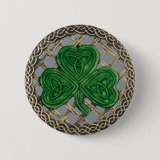 Chapa Redonda De 5 Cm Shamrock and Celtic Knots Button Gray