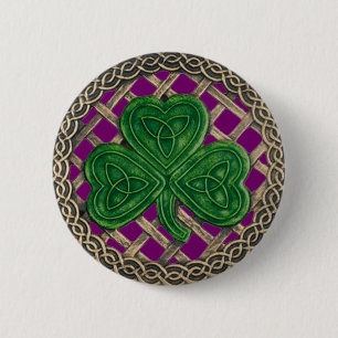 Chapa Redonda De 5 Cm Shamrock and Celtic Knots Button Purple
