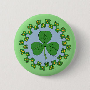 Chapa Redonda De 5 Cm Shamrock and Knotwork