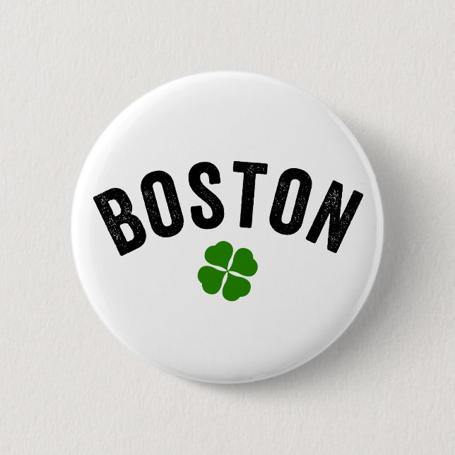 Chapa Redonda De 5 Cm Shamrock irlandés en Boston (Anverso)