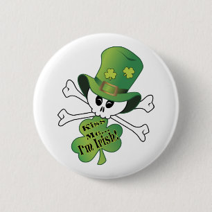 Chapa Redonda De 5 Cm Shamrock Skull