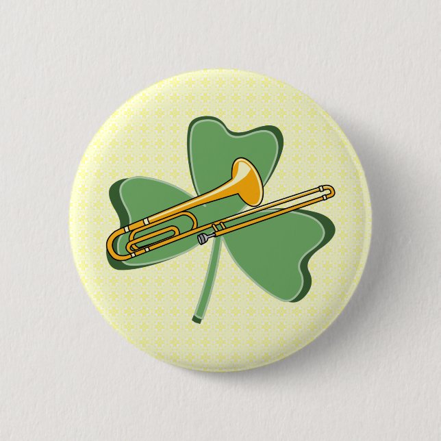 Chapa Redonda De 5 Cm Shamrock Trombone (Anverso)