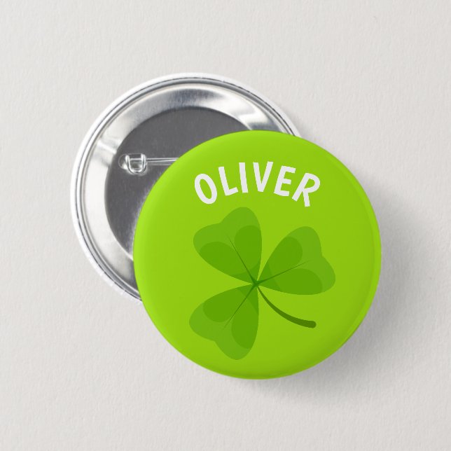 Chapa Redonda De 5 Cm Shamrock verde personalizado (Anverso y reverso)