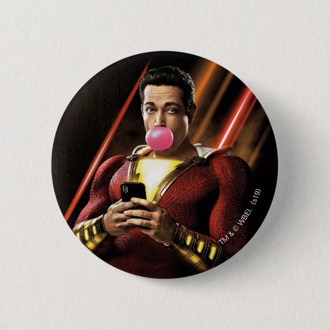 Chapa Redonda De 5 Cm ¡SHAZAM! | Shazam Bearing Bubble Gum (Anverso)