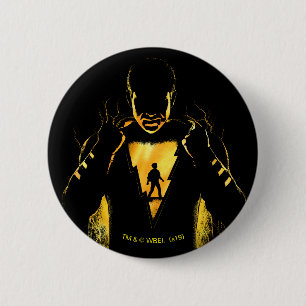 Chapa Redonda De 5 Cm ¡SHAZAM!   Shazam y Billy Lightning Silhouette