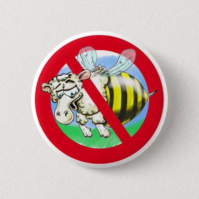 Chapa Redonda De 5 Cm Sheeplebee prohibido (Anverso)