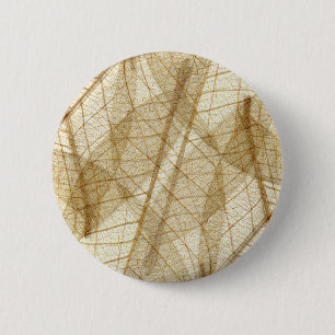 Chapa Redonda De 5 Cm Sheer Cream Beige Lace Leaves