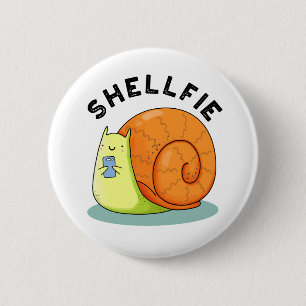 Chapa Redonda De 5 Cm Shellfie Funny Snail Selfie Pun