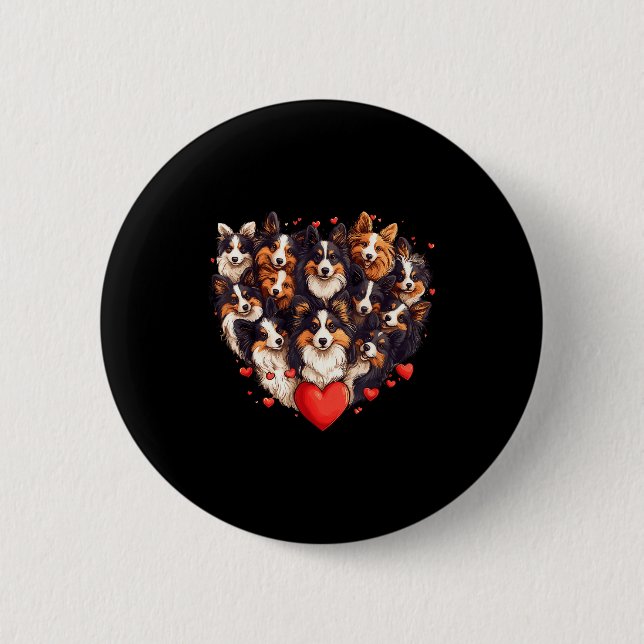 Chapa Redonda De 5 Cm Sheltie Heart-shaped Cute Sheltie Dog Lover Men Wo (Anverso)