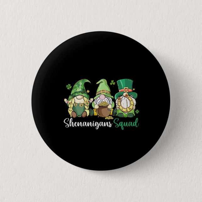 Chapa Redonda De 5 Cm Shenanigans Squad Irish Gnomes Clover - St Patrick (Anverso)