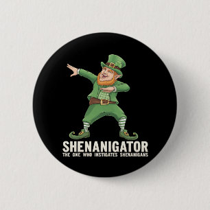 Chapa Redonda De 5 Cm Shenanigator Dabbing Leprechaun San Patrick