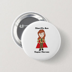 Chapa Redonda De 5 Cm Sheriff Female Super Hero Chica Personalice