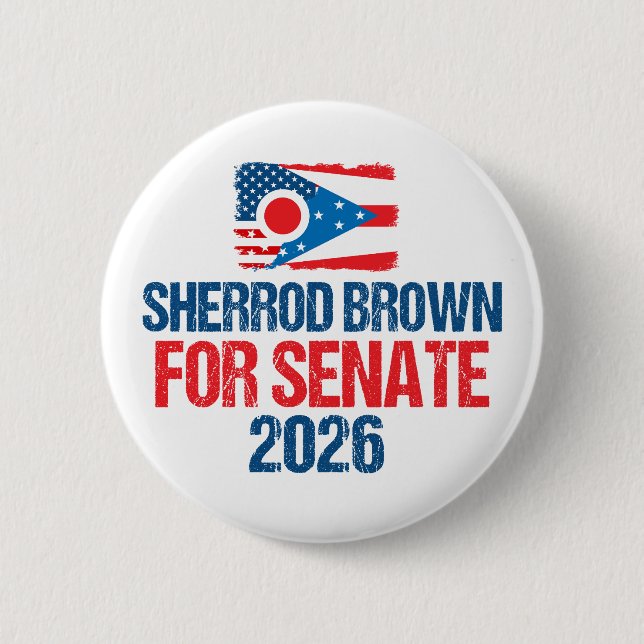 Chapa Redonda De 5 Cm Sherrod Brown for Senate 2026 Election Ohio Flag (Anverso)
