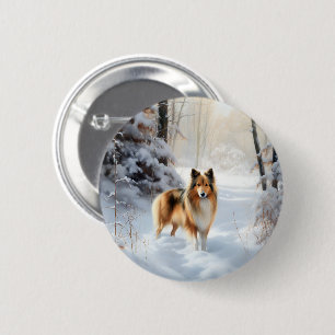 Chapa Redonda De 5 Cm Shetland Sheepdog Deja Que Nieva Navidades