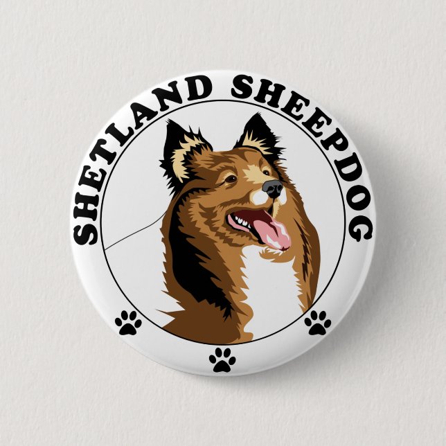 Chapa Redonda De 5 Cm Shetland Sheepdog - Sheltie (Anverso)
