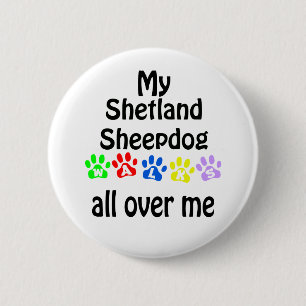 Chapa Redonda De 5 Cm Shetland Sheepdog Walks Design