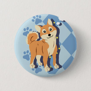 Chapa Redonda De 5 Cm Shiba Inu
