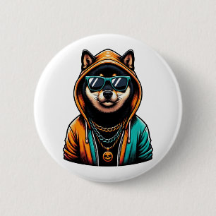 Chapa Redonda De 5 Cm Shiba Inu en Streetwear Hoodie