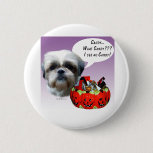Chapa Redonda De 5 Cm Shih Tzu (natural) Candy de Halloween