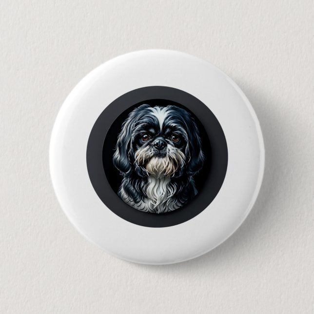 Chapa Redonda De 5 Cm shih tzu negro (Anverso)