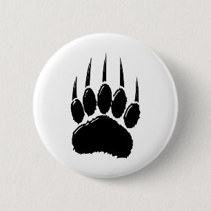 Chapa Redonda De 5 Cm Shiny Black Bear Paw Print