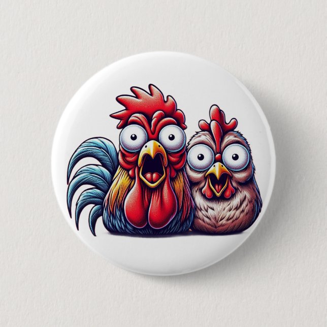 Chapa Redonda De 5 Cm "Shocked Barnyard Duo" Button (Anverso)