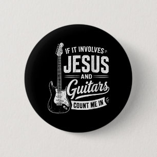 Chapa Redonda De 5 Cm Si Involucra a Jesús y Guitarras Cuéntame