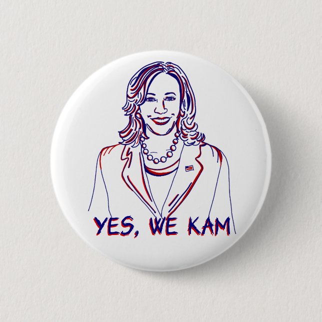 Chapa Redonda De 5 Cm ¡Sí, Kam! Elecciones Kamala Harris 2024 (Anverso)