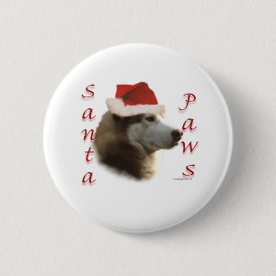Chapa Redonda De 5 Cm Siberian Husky Santa Paws