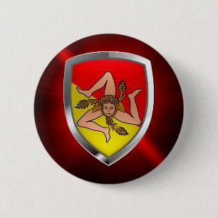 Chapa Redonda De 5 Cm Sicilia Emblem Metálico