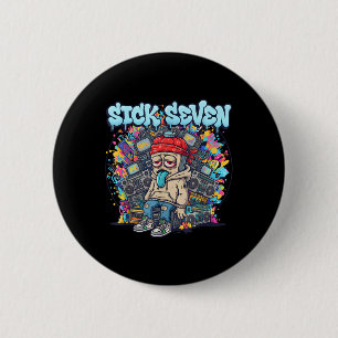 Chapa Redonda De 5 Cm Sick Seven 67 Graffiti Meme Six Seven Diversión Ca