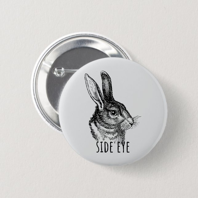 Chapa Redonda De 5 Cm Side Eye Funny Bunny (Anverso y reverso)