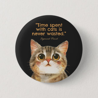 Chapa Redonda De 5 Cm Sigmund Freud Cat Quote Button
