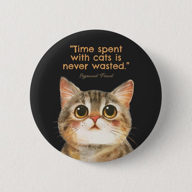 Chapa Redonda De 5 Cm Sigmund Freud Cat Quote Button (Anverso)