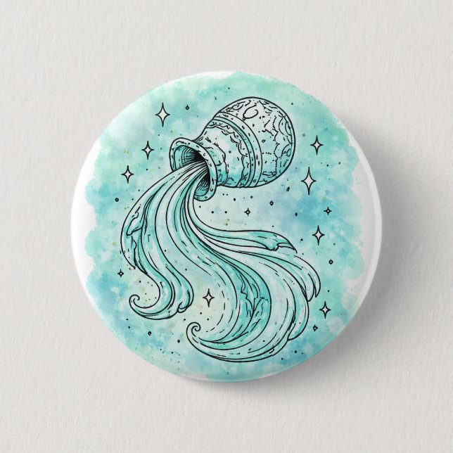 Chapa Redonda De 5 Cm Signo de Acuario (Anverso)