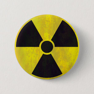 Chapa Redonda De 5 Cm Signo de advertencia radiactiva Guay Grunge