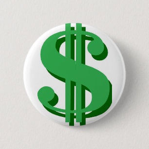 Chapa Redonda De 5 Cm $ signo de dólar