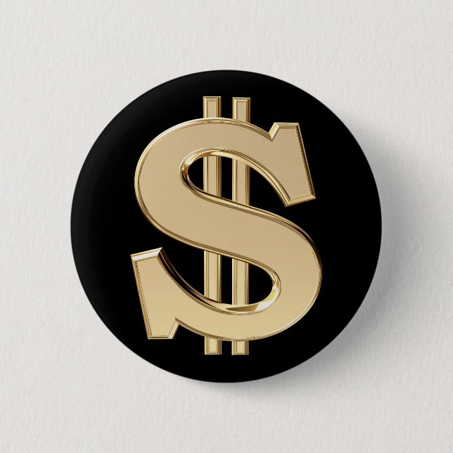 Chapa Redonda De 5 Cm signo de dólar 3D (Anverso)