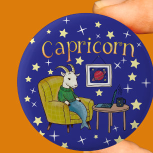 Chapa Redonda De 5 Cm Signo de estrella de Capricorn Zodiac